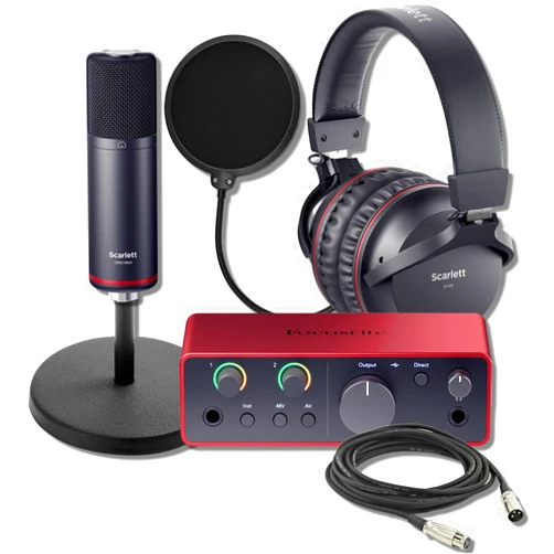 StreamEye Focusrite Scarlett Solo Studio 4th Gen Recording Bundle with Desktop Microphone Stand and Pop Filter