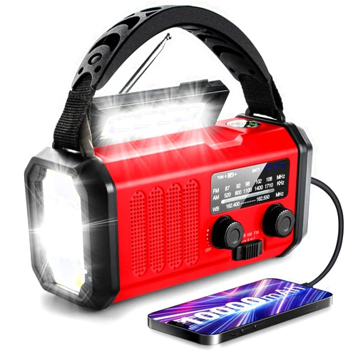 Leaton Emergency Hand Crank Radio,10000mAh/37000mWh Solar Radio NOAA/AM/FM Weather Radio, Emergency Cell Phone Charger Dynamo Radio with Multi-Function LED Flashlight for Indoor Outdoor Emergencies