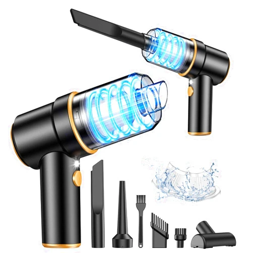 KMM Handheld Car Vacuum Cleaner, 9000PA Vacuum Cleaner & Air Duster, 120W High Power Vacuum Portable Cordless, Hand Held Vacuum Rechargeable with Multi-Nozzles & LED Light for Home, Car, Office