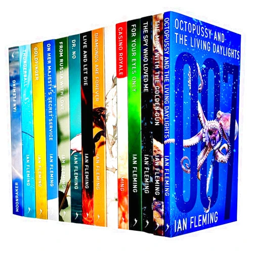 Ian Fleming Vintage 007 James Bond Collection 14 Books Set By Ian Fleming (Casino Royal, Live And Let Die, Moon Raker, Diamonds Are Forever, From Russia With Love, Dr No, Gold Finger, For Your Eyes Only & More)