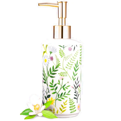 EMPO Soap Dispenser, Modern Farmhouse Style Ceramic Liquid Soap Dispenser, for Elegant Bathroom Décor (White)