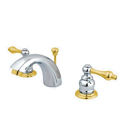 Kingston Brass KB944AL Victorian Mini Widespread Lavatory Faucet with Metal lever handle, Polished Chrome and Polished Brass
