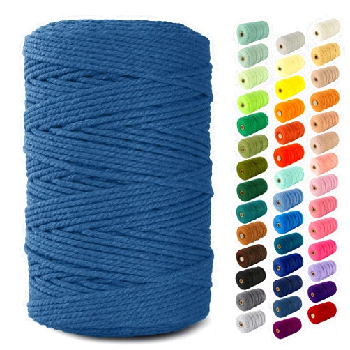 Nook Theory Cotton 3mm Macrame Cord 220 Yards - 4mm 5mm Soft Macrame Rope Perfect for Knots - Supplies for Wall Hangers & Boho Decorations - Cotton String (Indigo 3mm 220 Yards)