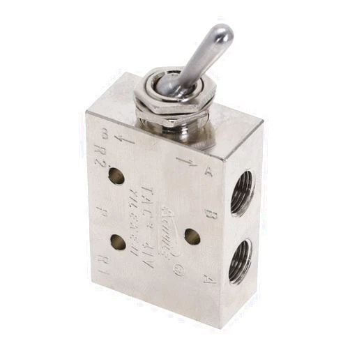 GalaxyElec Silver Tone Air Pneumatic 2 Position 5 Way Toggle Switch Valve TAC2-41V