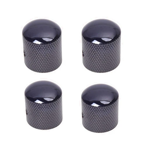 Gutahare 4Pcs Metal Guitar Knobs Black Nickel 6mm Solid Shaft Dome Volume Tone Speed Control Potentiometer Knob for Fender Telecaster Gibson Les Paul Guitar Bass Accessories (Shine Black)