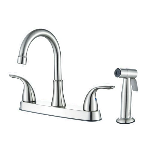 YAGATAP 4 Inch Bathroom Sink Faucets with Sprayer 3 Hole, Faucet for Bathroom Sink with 2 Supply Hoses,360 Swivel Spout Stainless Steel Lead-Free 2-Handle Centerset Faucet Brushed Nickel