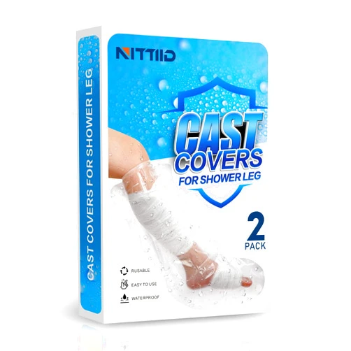 NITTIID Waterproof Cast Covers for Shower Leg - Watertight Seal - Adult & Kids - Reusable 2-Pack Leg Cast Covers for Shower Adult