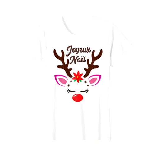 Cadeau Noel Original Femme Homme Ado Personnalisé Merry Christmas Original Gift for Women Reindeer Personalised T-Shirt
