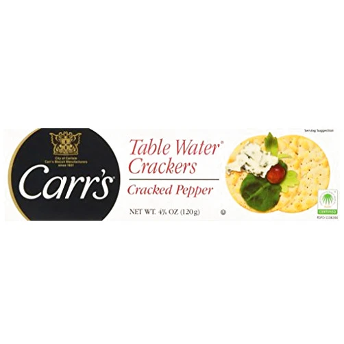 Carr's Table Water Crackers, Cracked Pepper, 4.25-Ounce Boxes (Pack of 6) by Carr's