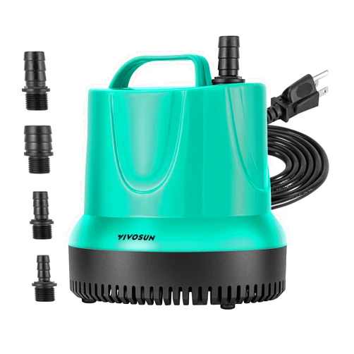 VIVOSUN 1150GPH 100W Submersible Pump for Fish Tank, Pond, Aquarium, Hydroponic Systems with 5ft Power Cord and 4 Nozzles Blue