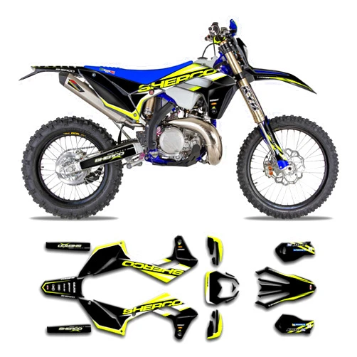 Kungfu Graphics Custom Decal Kit for Sherco Enduro Dirt Bike 125 250 300 SE / 250 300 450 500 SEF 2024, Black White Yellow, SHCSEF24N006-KO