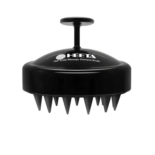 HEETA Scalp Massager Hair Growth, Soft Silicone Scalp Scrubber Shampoo Brush for Exfoliation, Dandruff Removal Head Massage Stress Relax, Wet & Dry Use for Thick Thin Curly Hair Care, Whole Black