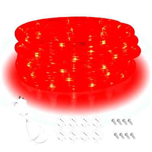 Areful Red LED Lights, 16ft Rope Lights, Flexible and Connectable Strip Lighting, Waterproof for Indoor Outdoor Use, 360 Beam Angle, High Brightness for Home Christmas Thanksgiving Halloween
