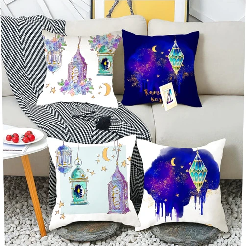 Yilzo Pack of 4 Decorative Square Throw Pillow Covers Set Pillow Cases Cushion Case for Couch Sofa Bedroom Living Room Car 18 x 18 Inch