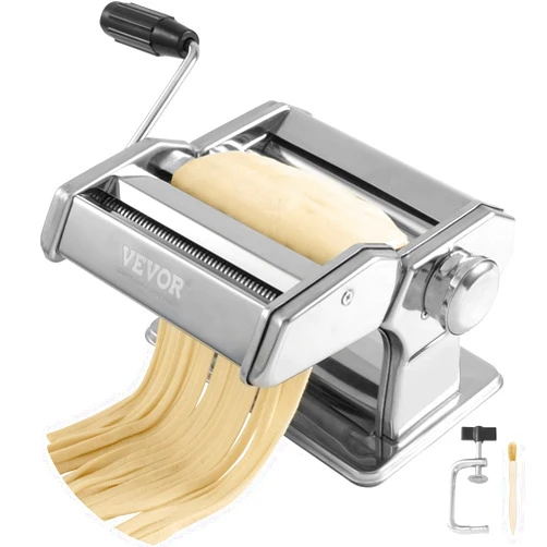 VEVOR Pasta Maker Machine, 9 Adjustable Thickness Settings Noodles Maker, 150 Stainless Steel Noodle Rollers and Cutter, Manual Hand Press, Pasta Making Kitchen Tool Kit, Perfect for Spaghetti Lasagna