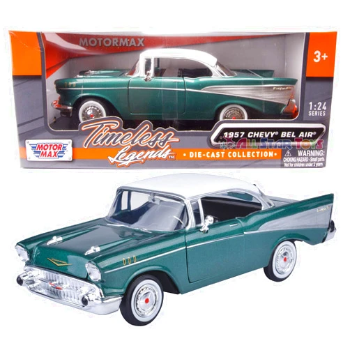 Motor Max 1957 Chevy Bel Air, Green - Showcasts 73228 - 1/24 Scale Diecast Model Toy Car, but NO Box