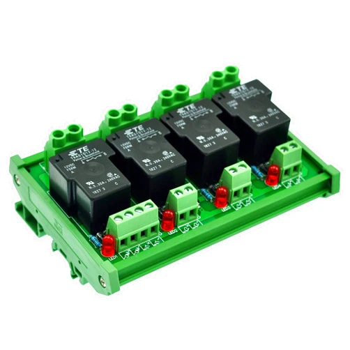 Electronics-Salon CZH-Labs DIN Rail Mount 12V Passive 4 SPST-NO 30Amp Power Relay Module.