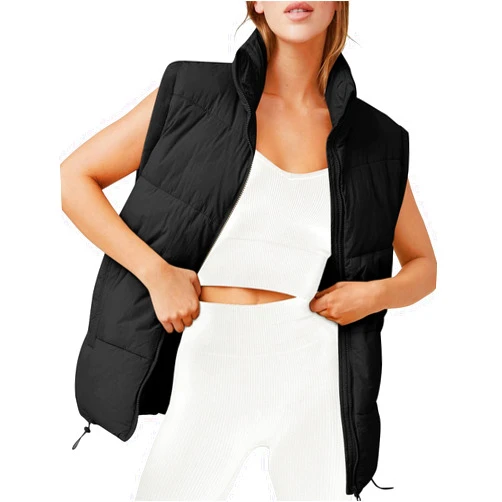AUTOMET Puffer Vest Women Sleeveless Zip Up Outerwear Warm Puffer Lightweight Down with Pocket Fall Winter Jackets Coats 2025