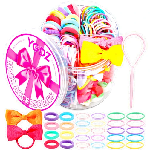 YGDZ Baby Hair Ties, Elastic Hair Ties for Toddler, 300PCS Rubber Bands for Hair, 150PCS Small Hair Ties, 100PCS Kids Hair Bands for Thin Hair, 20PCS Baby Hair Bow, Hair Accessories for Girls, Baby