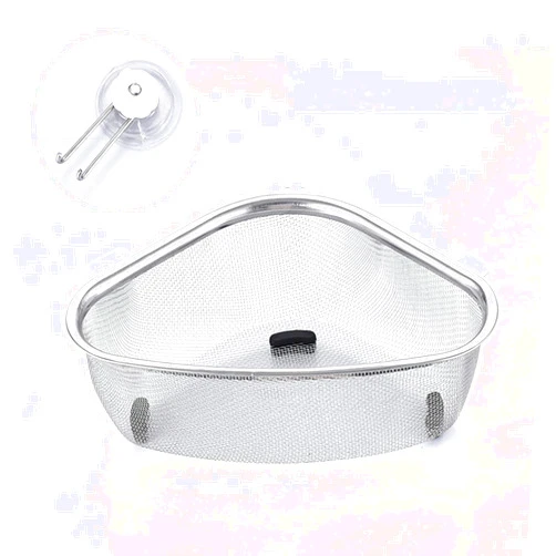JOROBURO Kitchen Sink Strainer, Stainless Steel Triangle Food Catcher Strainer Sink Drain Strainer, Corner Kitchen Sink Strainer Basket Multifunctional Drain Shelf for Kitchen Waste, Vegetable(#2)