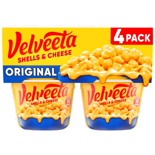 Velveeta Shells & Cheese Original Microwaveable Shell Pasta & Cheese Sauce, 4 ct Pack, 2.39 oz Cups