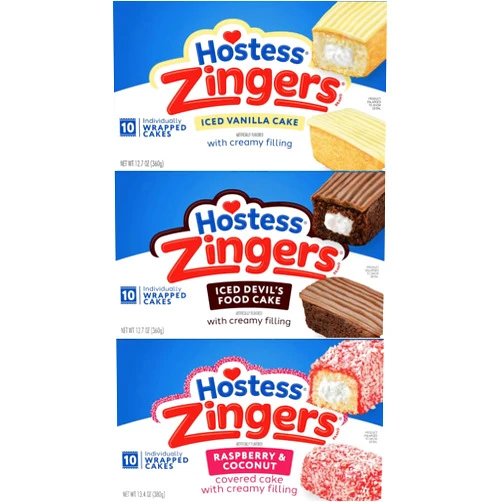 Hostess Zingers Variety - Chocolate, Vanilla, Raspberry - 3 Boxes