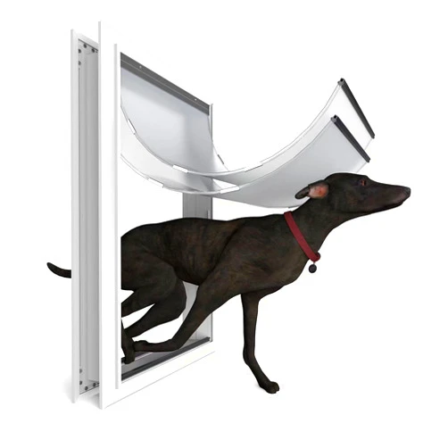 URSPET Heavy Duty Dog Door for Exterior Doors, Cutout Size 14 1/2''W x 25 1/8''H, Aluminum Extreme Weather Doggy Door, Giant Dog Door for Large and Extra Large Dogs, Up to 220 lbs, Lockable, Sliver