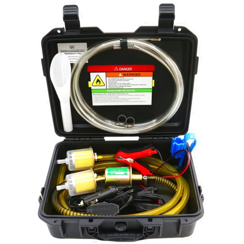 MILADO 12V Fuel Transfer Pump Set, Gasoline Transfer Pump Kit, Electric Fuel Pump with Case, 30 Gallons of Gas or Diesel Per Hour Inline Fuel Pump, Great for Vehicles, Boats, Carburetor, Lawn Mower