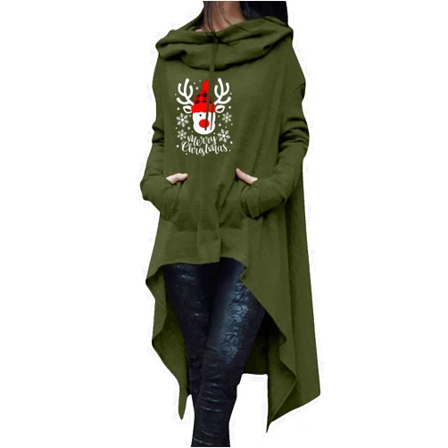 Generic Jacket Dresses Casual Christmas Womens Long Sleeve Letter Printed Hoodies Pullover Drawstring Long Sweatshirt Blouse