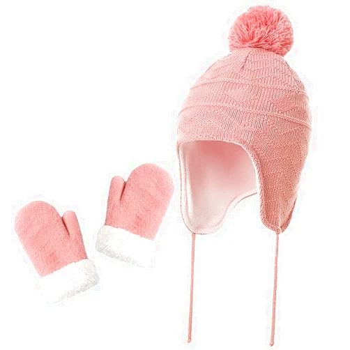 jerague Hats and Gloves Set for Kids Toddler Baby Girls Boys Warm Earflap Beanie Fleece Hats Mittens