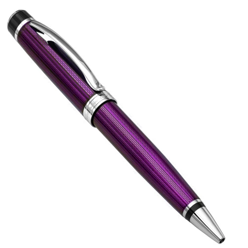 Xezo Incognito Brass Ballpoint Pen in Purple Metallic Color, Diamond-Cut Engraved, Serial, Platinum Plated Parts (Incognito Purple B-2)