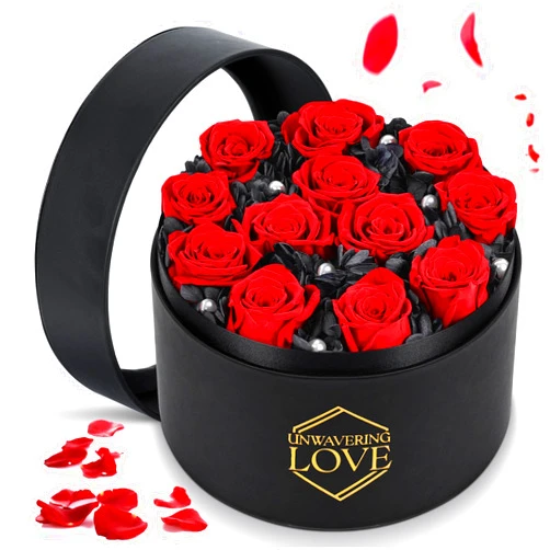 POMINEL Gift for Mom Red 12Pcs Eternal Preserved Roses Flowers Pearl in a Box Mothers Day Birthday Gifts for Mom Women