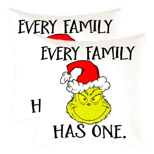 Yaofavo Christmas Pillow Covers 20x20 Inches, ''Every Family Has One'' Grinchmas, Funny Christmas Decoration for Home, Packs of 2 Pillowcase Only (Every Famliy Has One, 20 x 20 Inch)