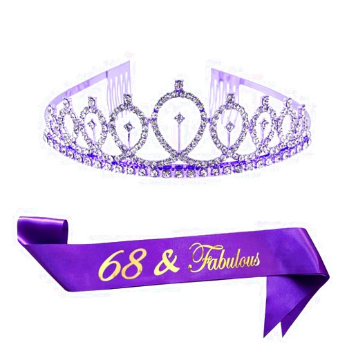 ALRBE TIN Birthday Crowns for Women 30 & Fabulous Sash and Tiara Birthday Crown for Women