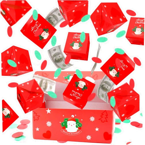 BABORUI Money Surprise Box - Christmas Gift with Confetti Explosion for Women, Men, and Kids