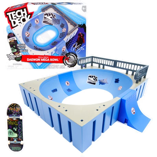 Tech Deck, Daewon Mega Bowl, X-Connect Park Creator, Customizable and Buildable Ramp Set with Exclusive Fingerboard, Kids Toy for Ages 6 and up