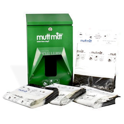 Mutt Mitt® Rustproof Commercial Grade Aluminum Dog Waste Starter Station with 400 Dog Waste Bags (Green - 2-Ply Bags)