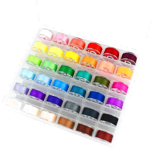 TTSAM 36 Pcs Bobbins and Sewing Threads Prewound Bobbin Thread with Storage Plastic Case Assorted Colors Sewing Thread Set for Brother Babylock Singer Janome Embroidery and Sewing Machine Polyester Thread