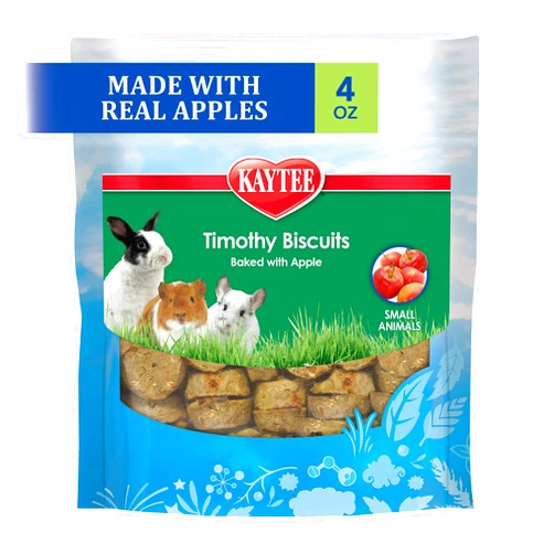 Kaytee Timothy Biscuits Baked Treat for Pet Guinea Pigs, Rabbits & Other Small Animals, Apple, 4 oz