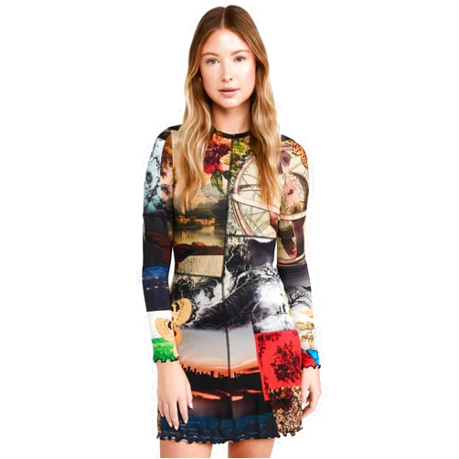 alice + olivia Women's Delora Paneled Flare Mini Dress