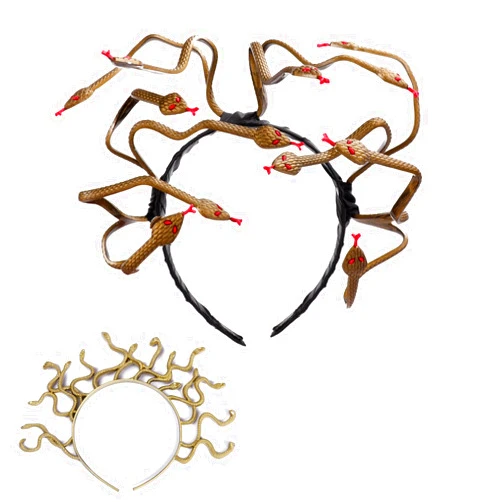 WAEPE Medusa Headpiece 2PCS Medusa Snake Halloween Headband, Medusa Snake Headband Funny Halloween Cosplay Hair Hoops, One Size