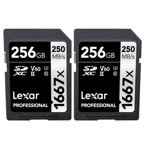 Lexar Professional SDHC/SDXC 1667x UHS-II 256gb Memory Card 2 Pack (LSD256CBNA1667)