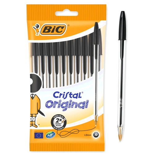 Bic 830864 BiC Cristal Original 1.0 mm Ball Pen Pack of 10,Black Packaging may Vary