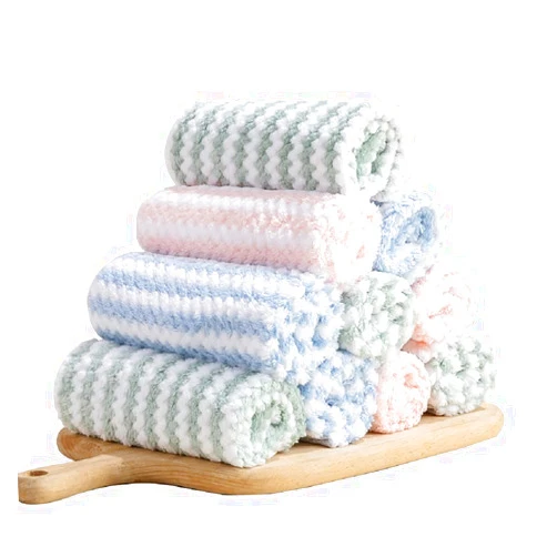 HOUSON 6PCS Dish Towels, Super Absorbent Fast Drying Rags Kitchen Coral Velvet Cloths Premium Dishcloths,Nonstick Oil Washable (12'' x 12'')