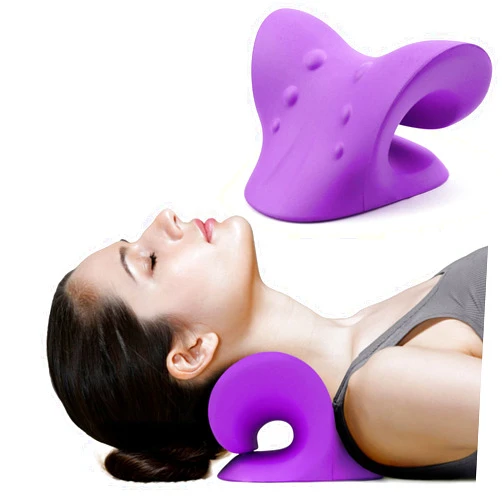 RESTCLOUD Neck and Shoulder Relaxer, Cervical Traction Device for TMJ Pain Relief and Cervical Spine Alignment, Chiropractic Pillow, Neck Stretcher (Purple)