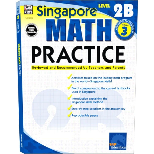 By Singapore Asian Publishers (Compiler), Carson Dellosa Education (Compiler) Singapore Math – Level 2B Math Practice Workbook for 3rd Grade, Paperback, Ages 8–9 with Answer Key