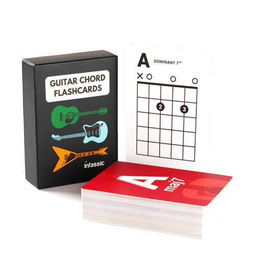 Infassic Guitar Chord Flash Cards - Acoustic & Electric Guitar Learning Cheat Sheets - Learn Essential Chords Quickly & Easily | Perfect for Guitarists, Teachers, and Students - 48 Flashcards