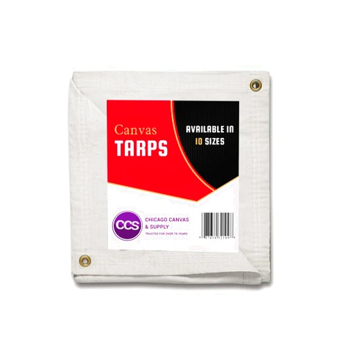Chicago Faucets White Canvas Tarpaulin - Water and Mildew Resistant (8 feet x 10 feet)