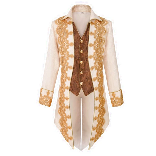 Bvfjqup Mens Steampunk Medieval Tuxedo Jacket Embroidery Tailcoat Vintage Gothic Tuxedo