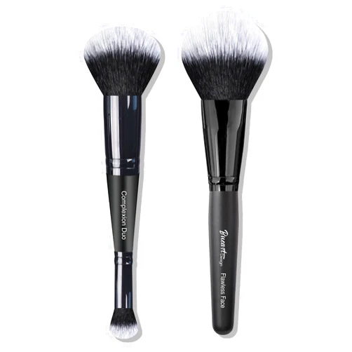 Bueart Design Duo Ended Foundation Concealer Blending Makeup Brush with Flawless Fluff Large Face Brush 2 Pcs Value Pack Ideal for Liquid, Cream,Buffing Cosmetics Makeup Contour Blush Bronzer by Bueart Design